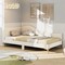 Beige Solid Wood Linen Fabric Daybed with Rivet Tufted Design